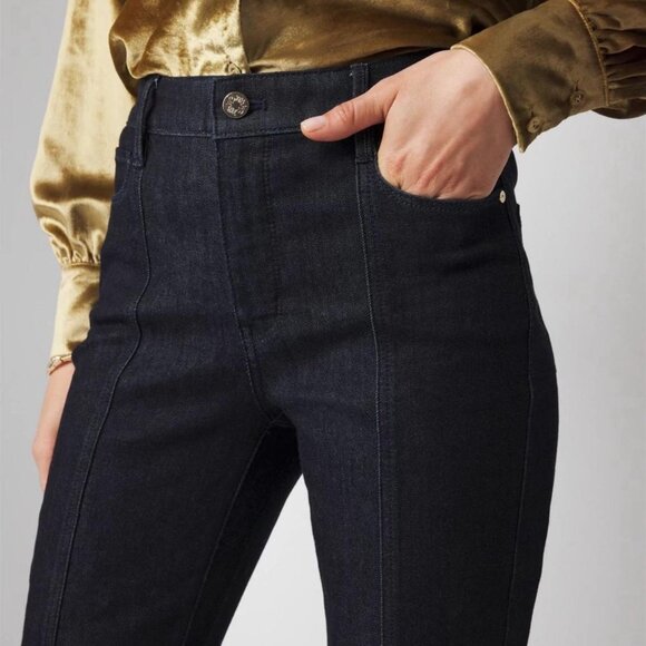 WHBM High-Rise Sculpt Skinny Flare Ankle-Slit Jeans – Midnight Rinse – Size 14 - Picture 3 of 5